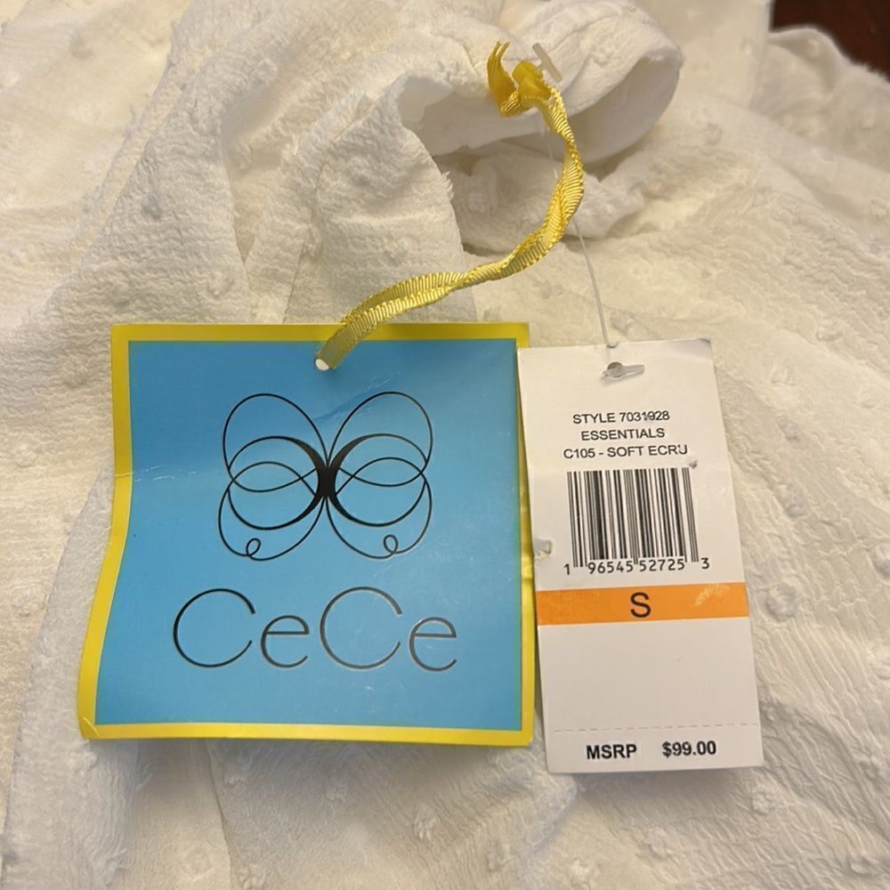 CeCe ecru long sleeve tired dress Size S New - Picture 7 of 11